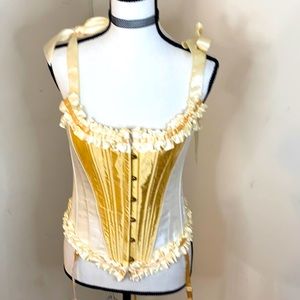 Gold and white ribbon corset
